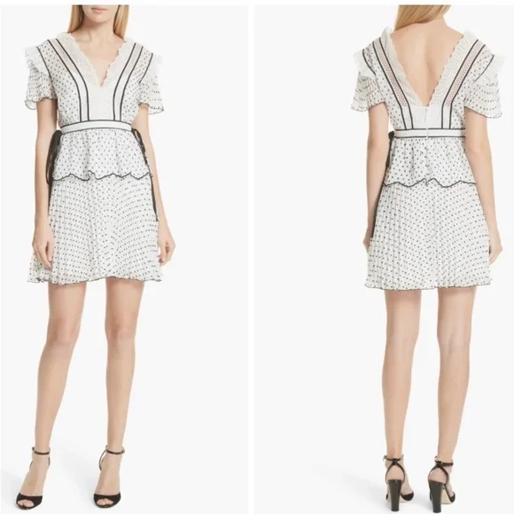 Self-Portrait | Dresses | Selfportrait Plumetis Dress White Black Pleated Sz | Poshmark Self-Portrait | Dresses | Selfportrait Plumetis Dress White Black Pleated Sz | Poshmark